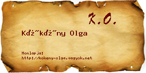 Kökény Olga névjegykártya